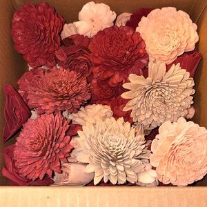 Decorative Sola Wood Flower Mix in Blush and Burgundy - Home Accents
